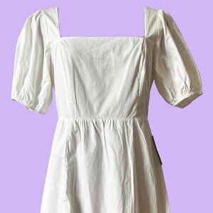 ASTR The Label Poplin Puff Sleeve White Dress